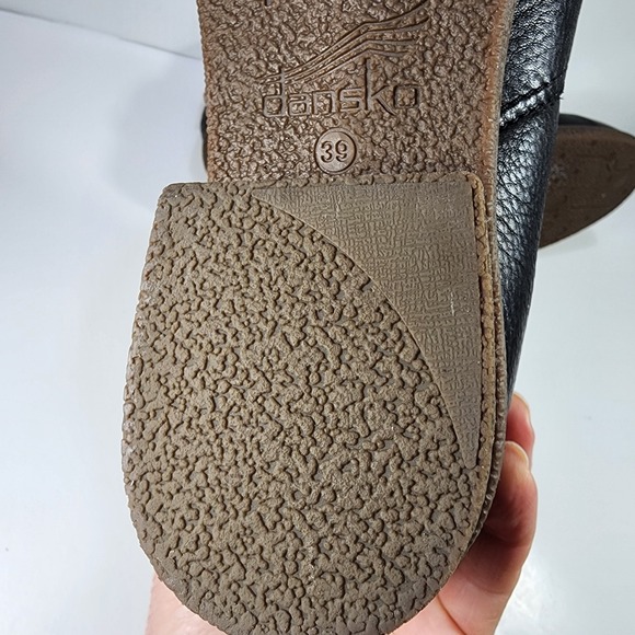 Dansko Becki Black Leather Ankle Boots Womens 39 EUR 8.5-9 US Wood Heel EUC - Picture 9 of 12